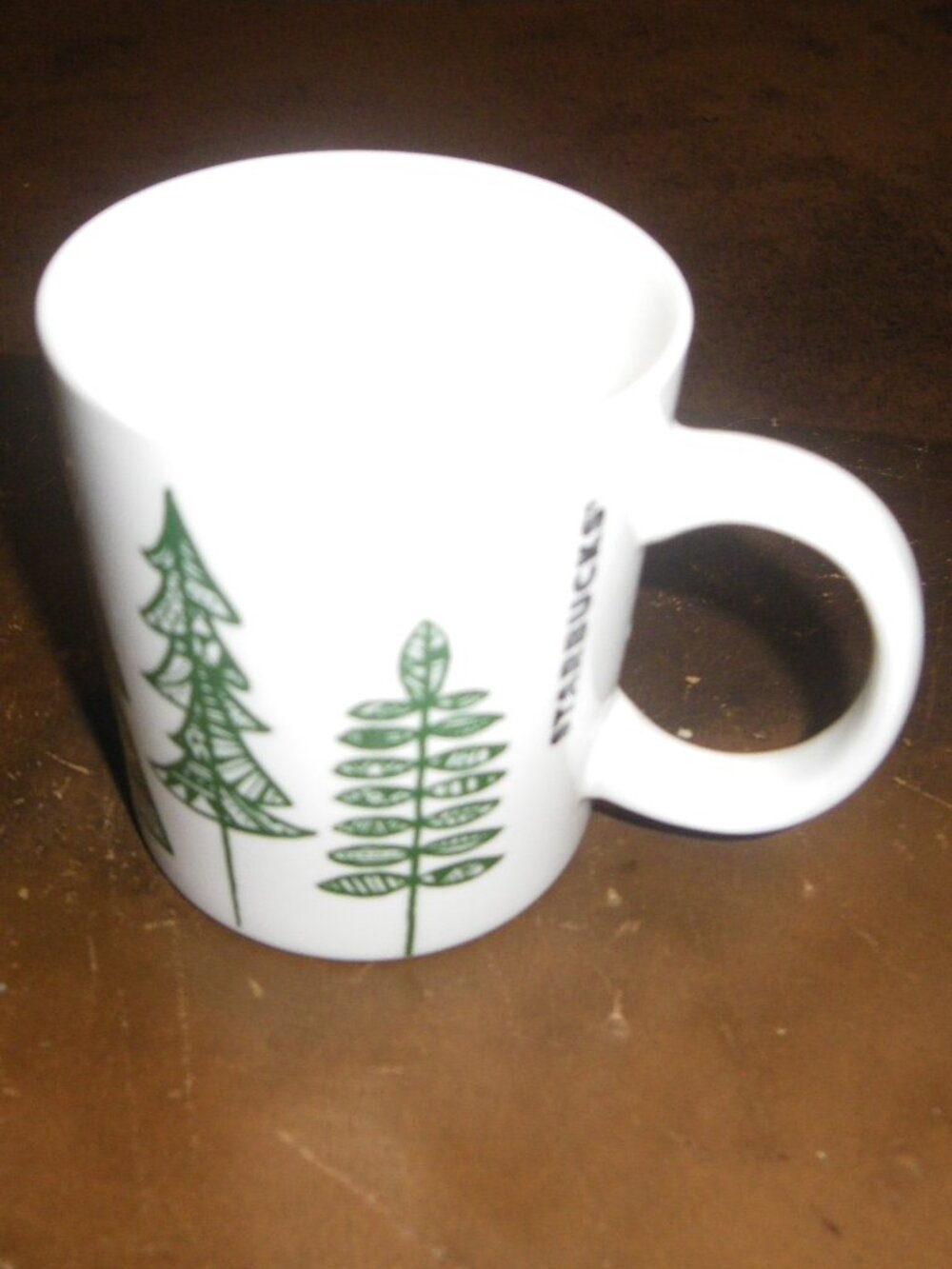 2015 Starbucks Ceramic Coffee Mug Holiday Christmas Pine Trees 12 oz